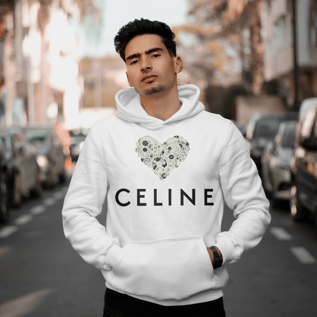 CELINE ハート型アルファベットプリントのパーカー