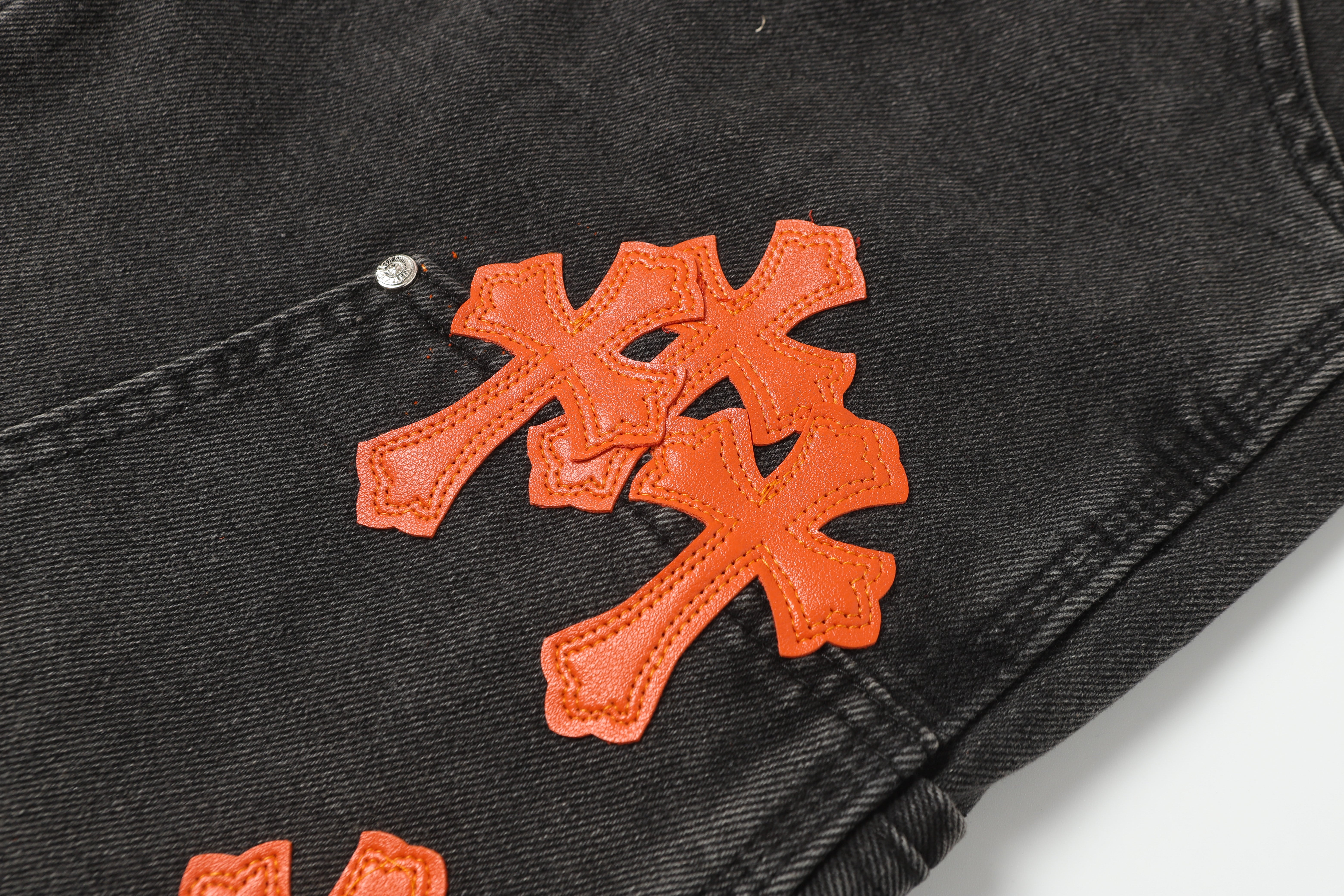 【Chrome Hearts】クロムハーツ ヴィンテージクロスパッチワーク ウォッシュドカーペンターデニムショートパンツ 9903