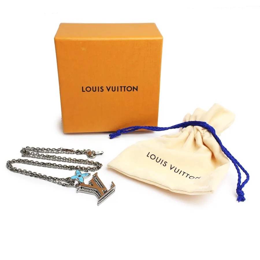 【国内発送/直営店】ネックレス ペンダント LVイニシャル クリスタル フラワー ターコイズ M80208 箱付