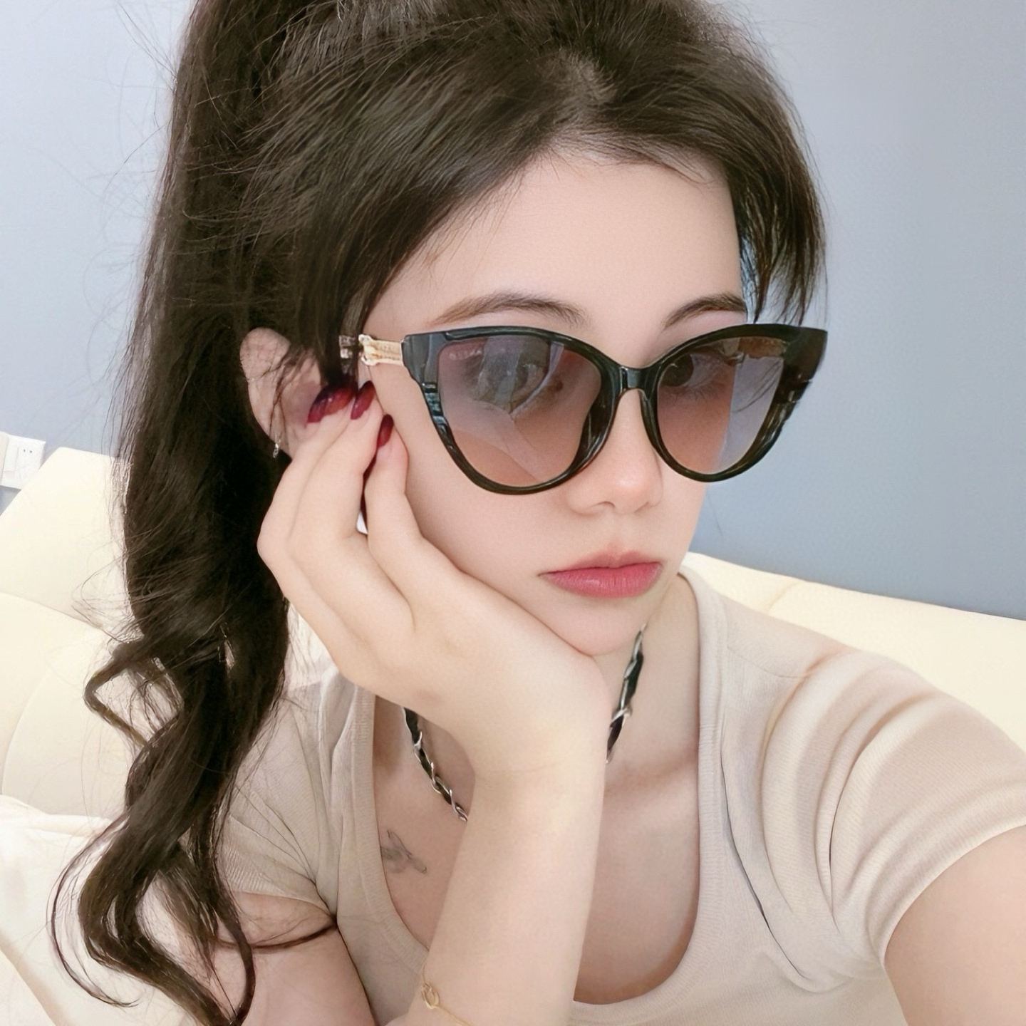 【Chanel】シャネル ビッグフレーム 偏光サングラス UVカット CH1986