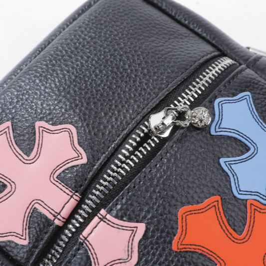 クロムハーツ（Chrome Hearts） マルチパッチレザーショルダーバッグ TAKA MINI LTHR｜ブラック × マルチ × 925シルバー