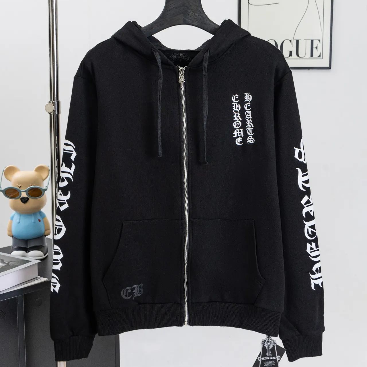 Chrome Hearts/クロムハーツ パーカー ロゴ ジップアップ ブラック サイズ:S~XL 男女兼用
