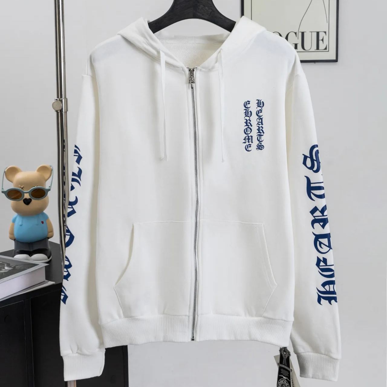 Chrome Hearts/クロムハーツ パーカー ロゴ ジップアップ ホワイト サイズ:S~XL 男女兼用 G8805