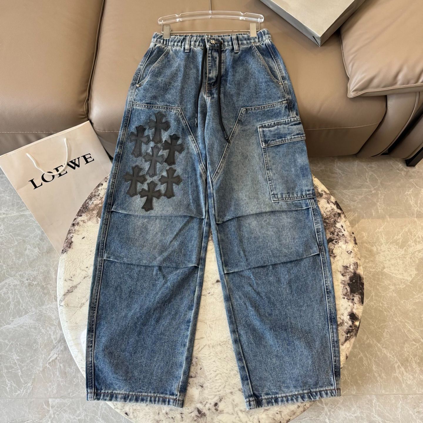 26SS クロムハーツ クロスパッチ フレンチワークデニムパンツ｜メンズ
