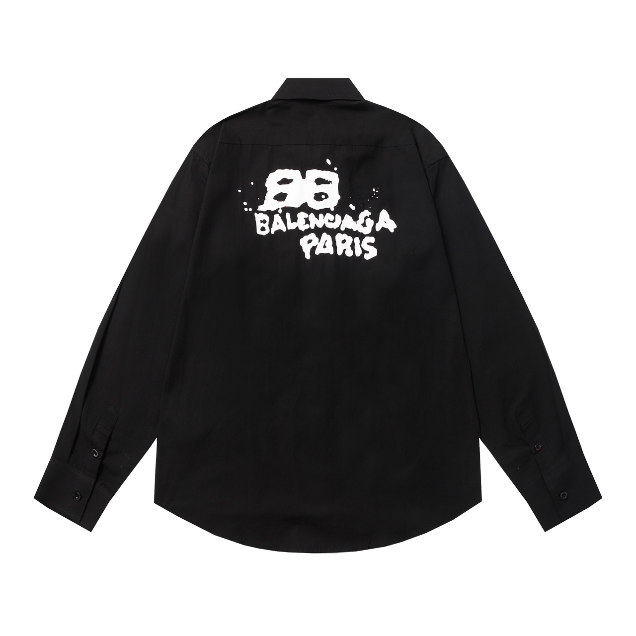 Balenciaga ダブルBグラフィティプリント長袖シャツ男女同ブラック・ホワイトS-XL