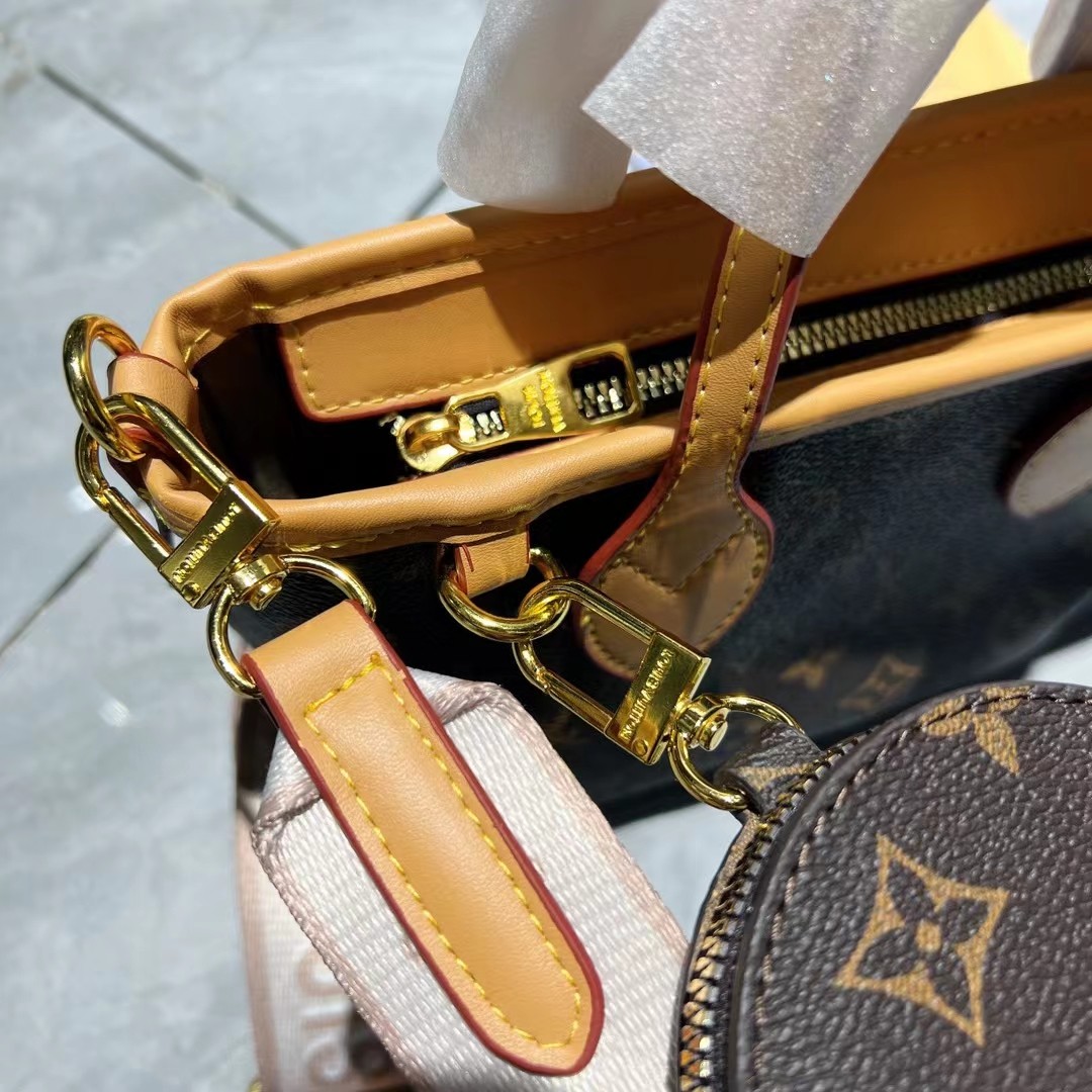 LOUIS VUITTON ネヴァーフルBB トートバッグ ブラウン 開閉式 調節可能 ポーチ付き