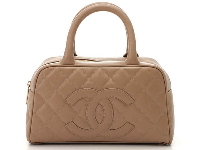 CHANEL シャネル ミニボストンバッグ  キャビアスキン 　ピンク ブラック