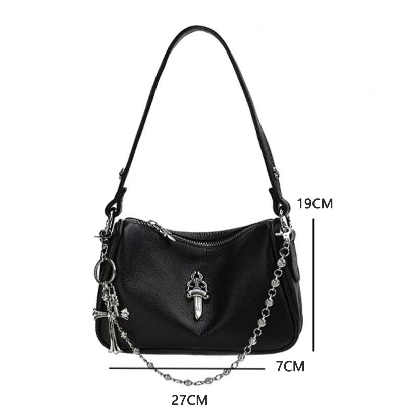 大人気 カーフレザー Chrome Hearts/クロムハーツ バッグ  レディース ホーボーバッグ ブラック