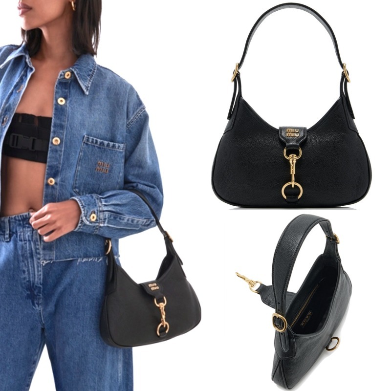 VIP価格◆MIUMIU◆マドラス レザー ホーボー ショルダーバッグ