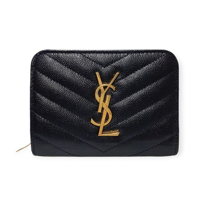 SAINT LAURENT/サンローラン モノグラム ロゴ ラウンドジップ二つ折り財布