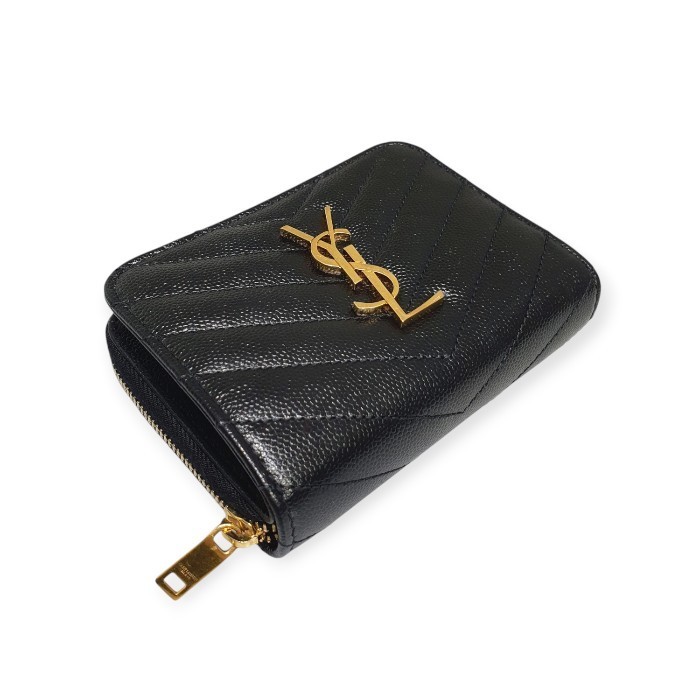 SAINT LAURENT/サンローラン モノグラム ロゴ ラウンドジップ二つ折り財布
