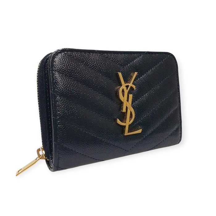 SAINT LAURENT/サンローラン モノグラム ロゴ ラウンドジップ二つ折り財布