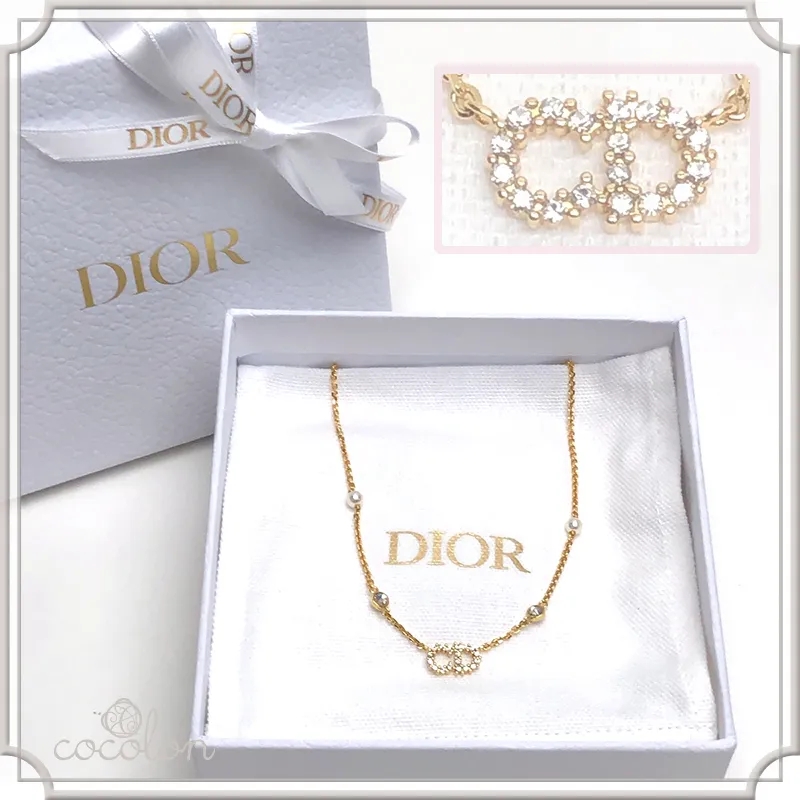 【国内発送/直営店】Christian Dior クレール ディー リュヌ ネックレス パール ラインストーン ゴールド N1033CDLCY 二段階調節 箱付