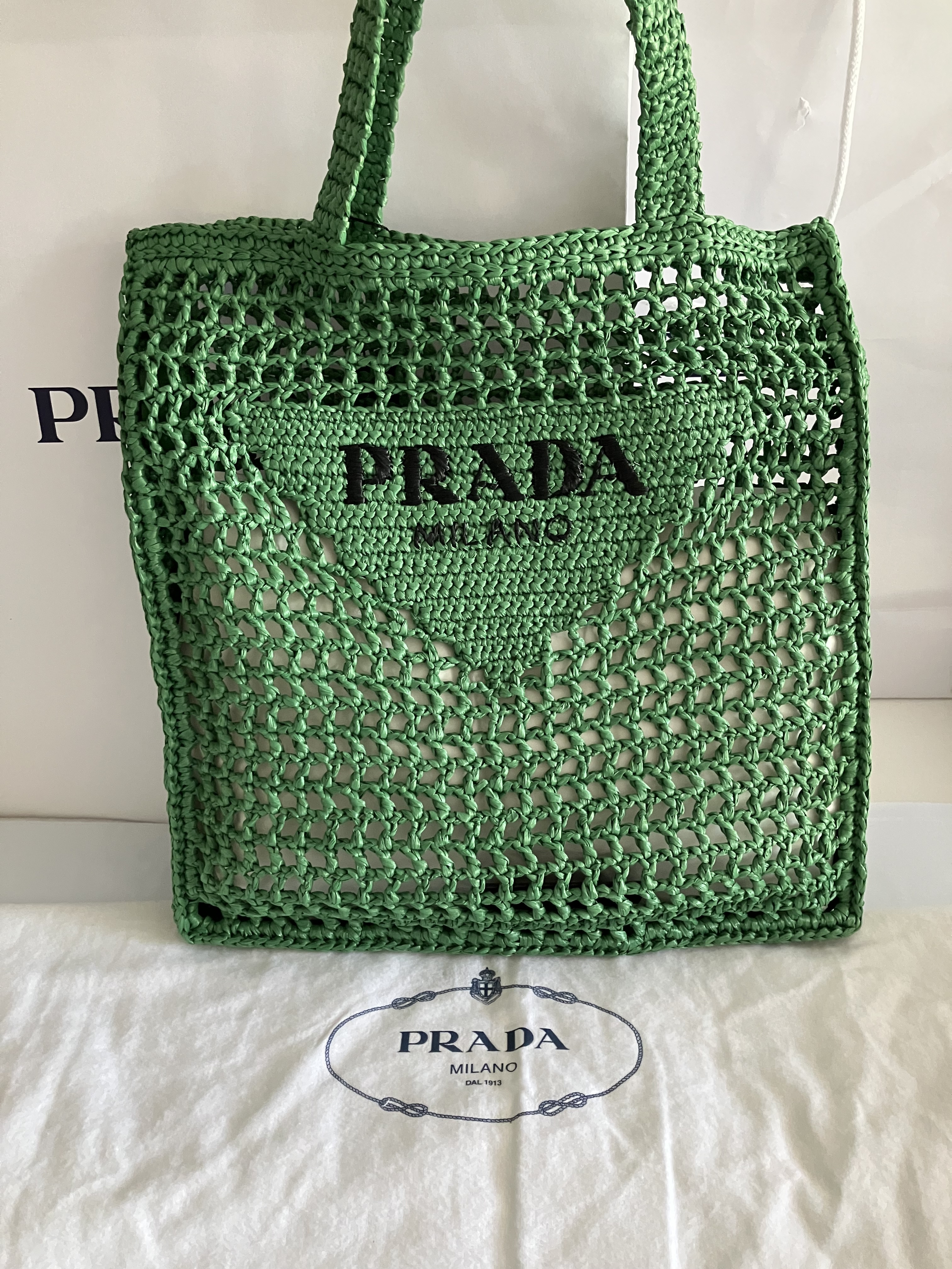 【PRADA】SALE!!! 1BG393 ラフィアトートバッグ TOTE BAG