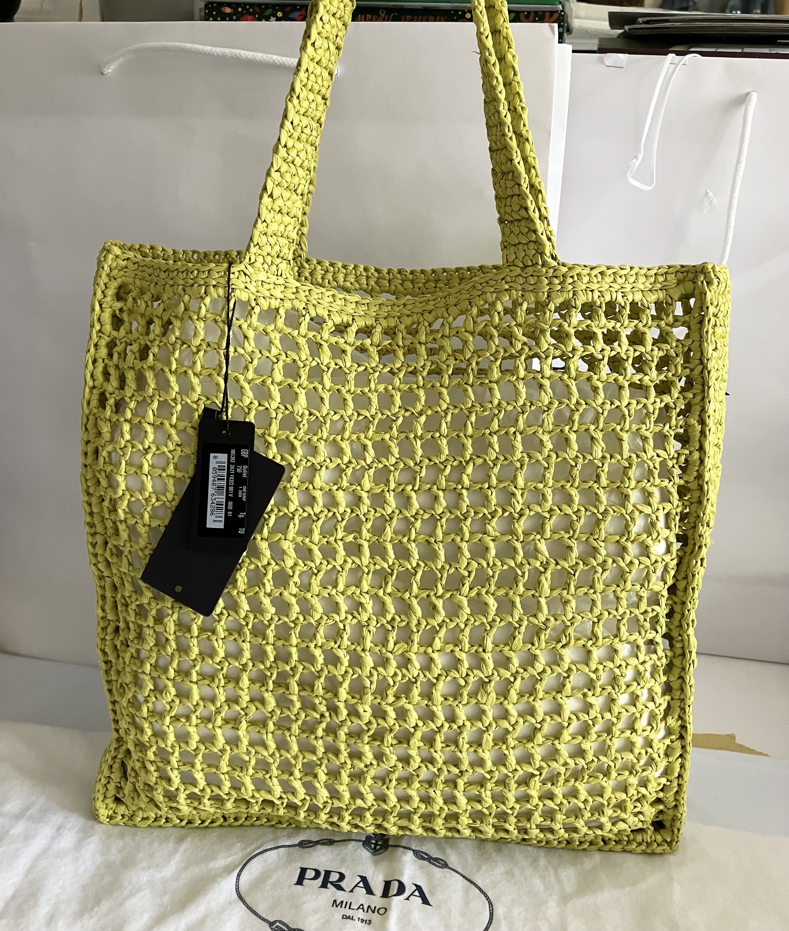 【PRADA】SALE!!! 1BG393 ラフィアトートバッグ TOTE BAG