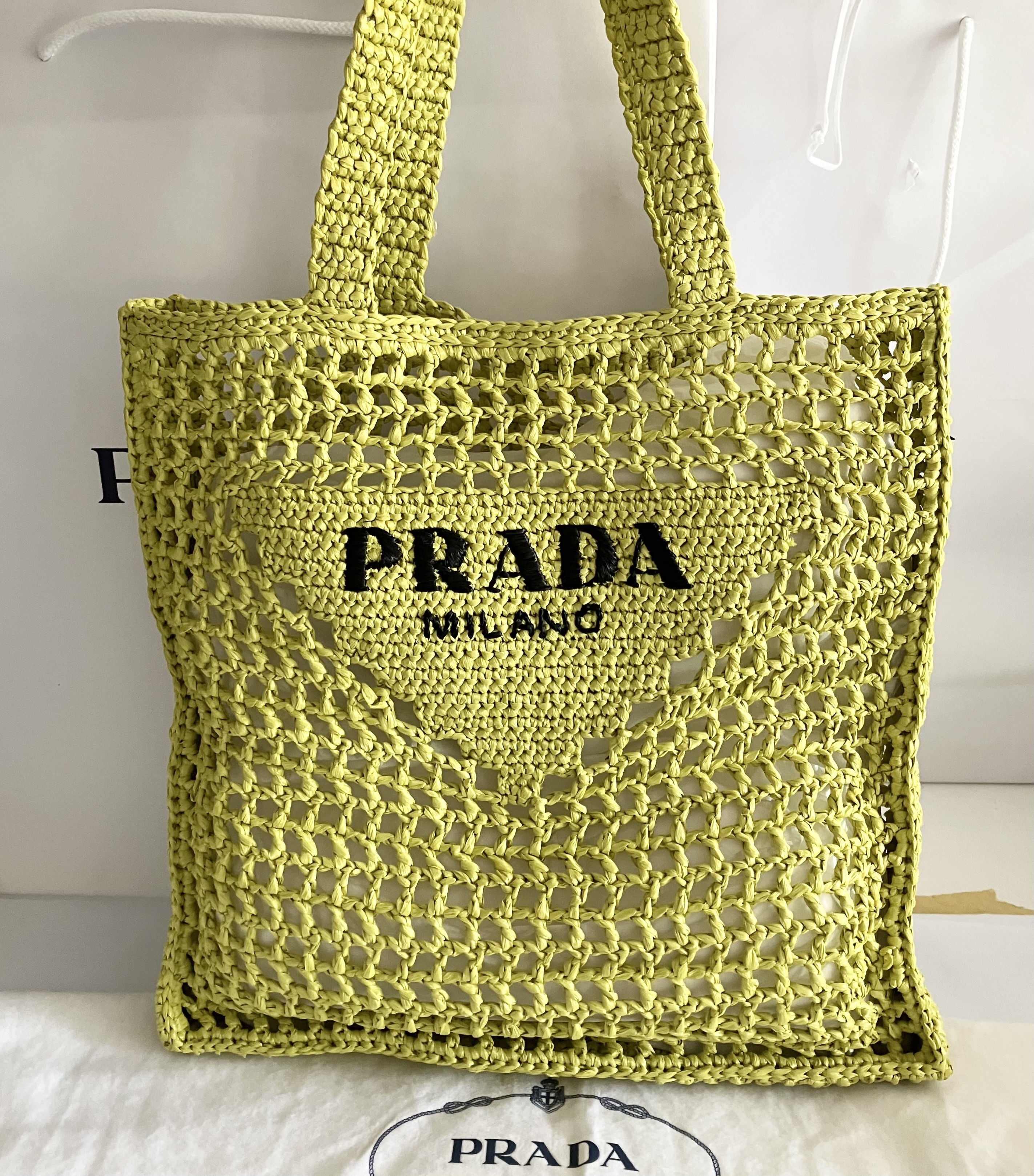 【PRADA】SALE!!! 1BG393 ラフィアトートバッグ TOTE BAG