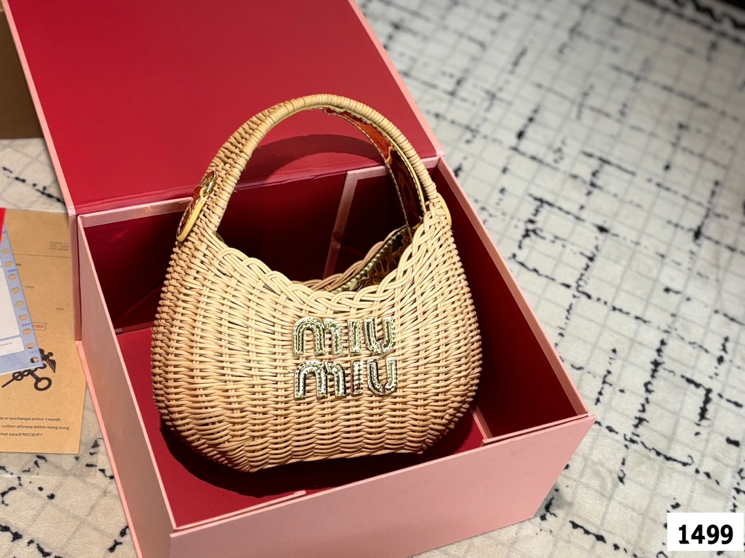 【2025限定】MIUMIU ミュウ ワンダー ウィッカー ハンドバッグ