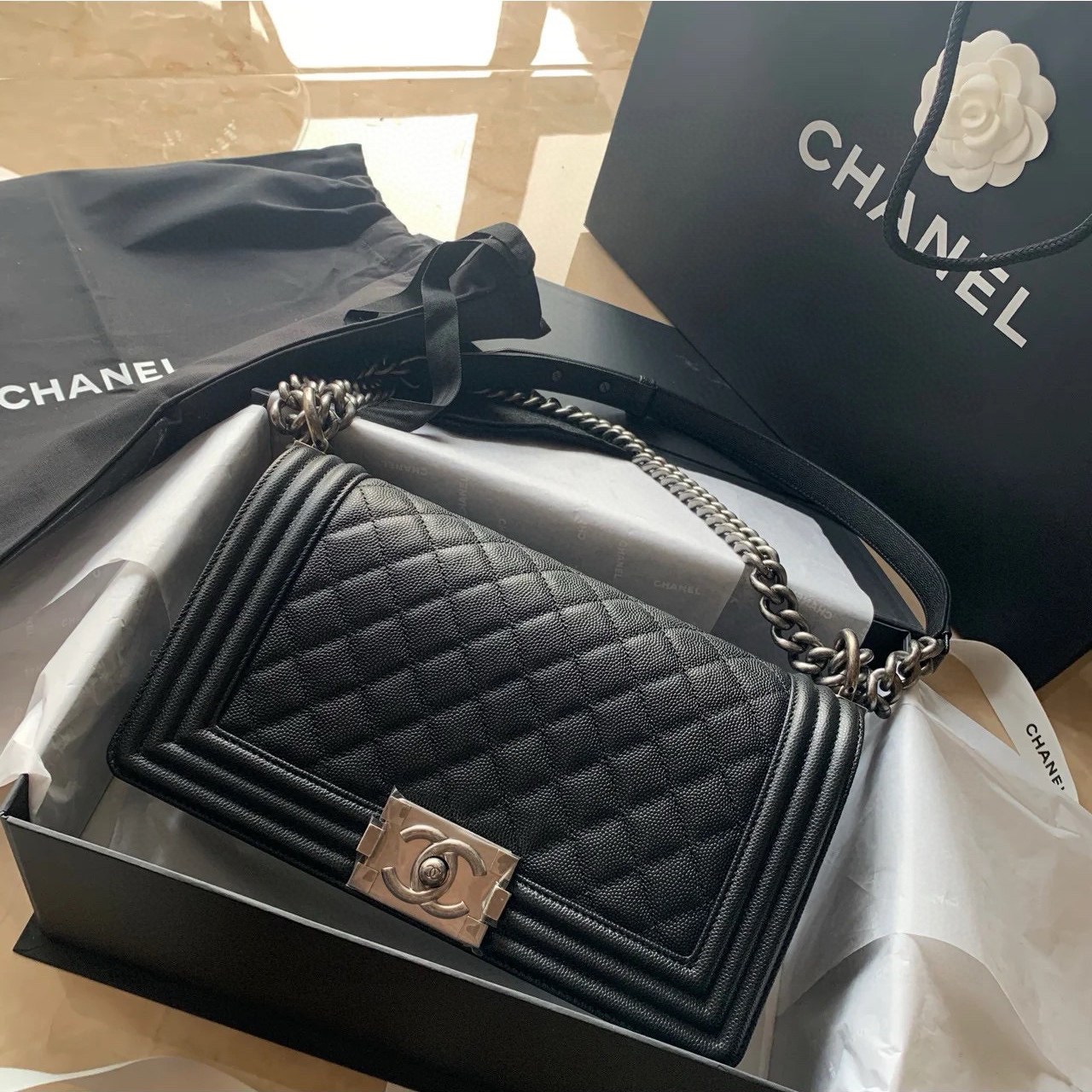 シャネル CHANEL ボーイシャネル25 A67086 ブラック キャビアスキン レディース ショルダーバッグ