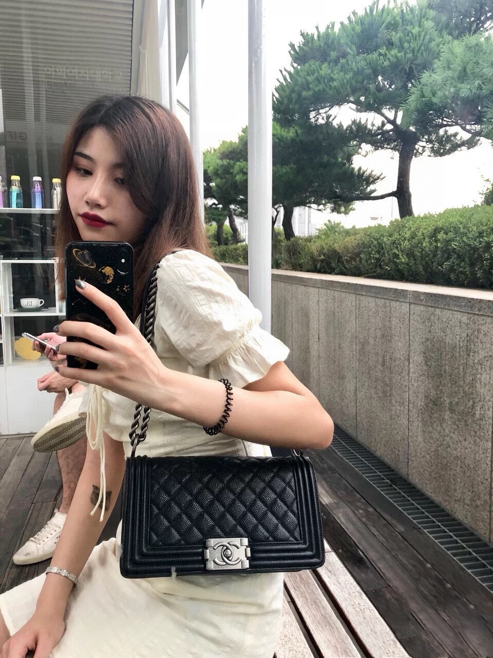 シャネル CHANEL ボーイシャネル25 A67086 ブラック キャビアスキン レディース ショルダーバッグ