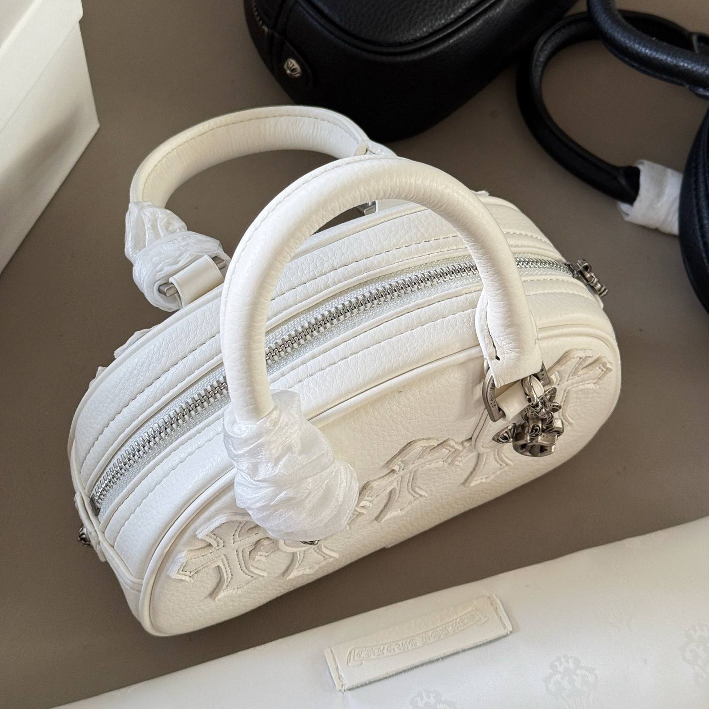 CHROME HEARTS クロムハーツ ロジウム加工 タイニー ジムバッグ セメタリークロスパッチ CHチャーム