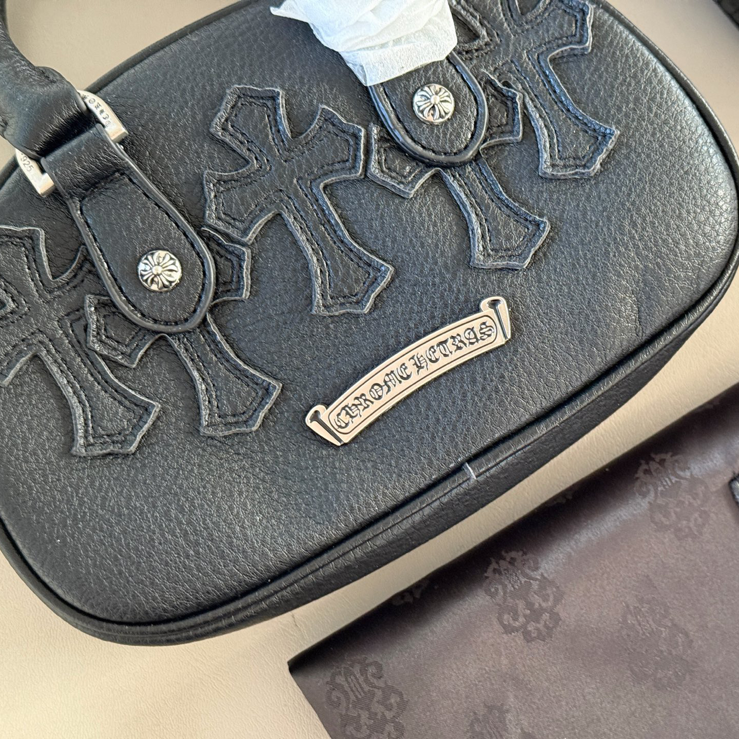 CHROME HEARTS クロムハーツ ロジウム加工 タイニー ジムバッグ セメタリークロスパッチ CHチャーム