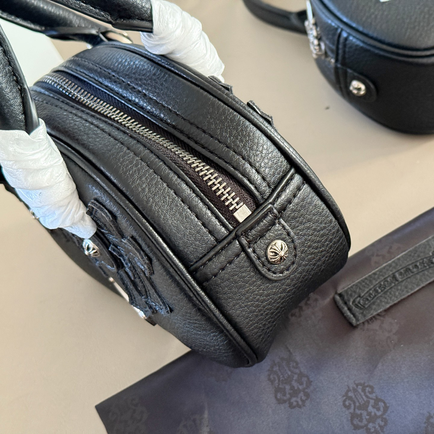 CHROME HEARTS クロムハーツ ロジウム加工 タイニー ジムバッグ セメタリークロスパッチ CHチャーム