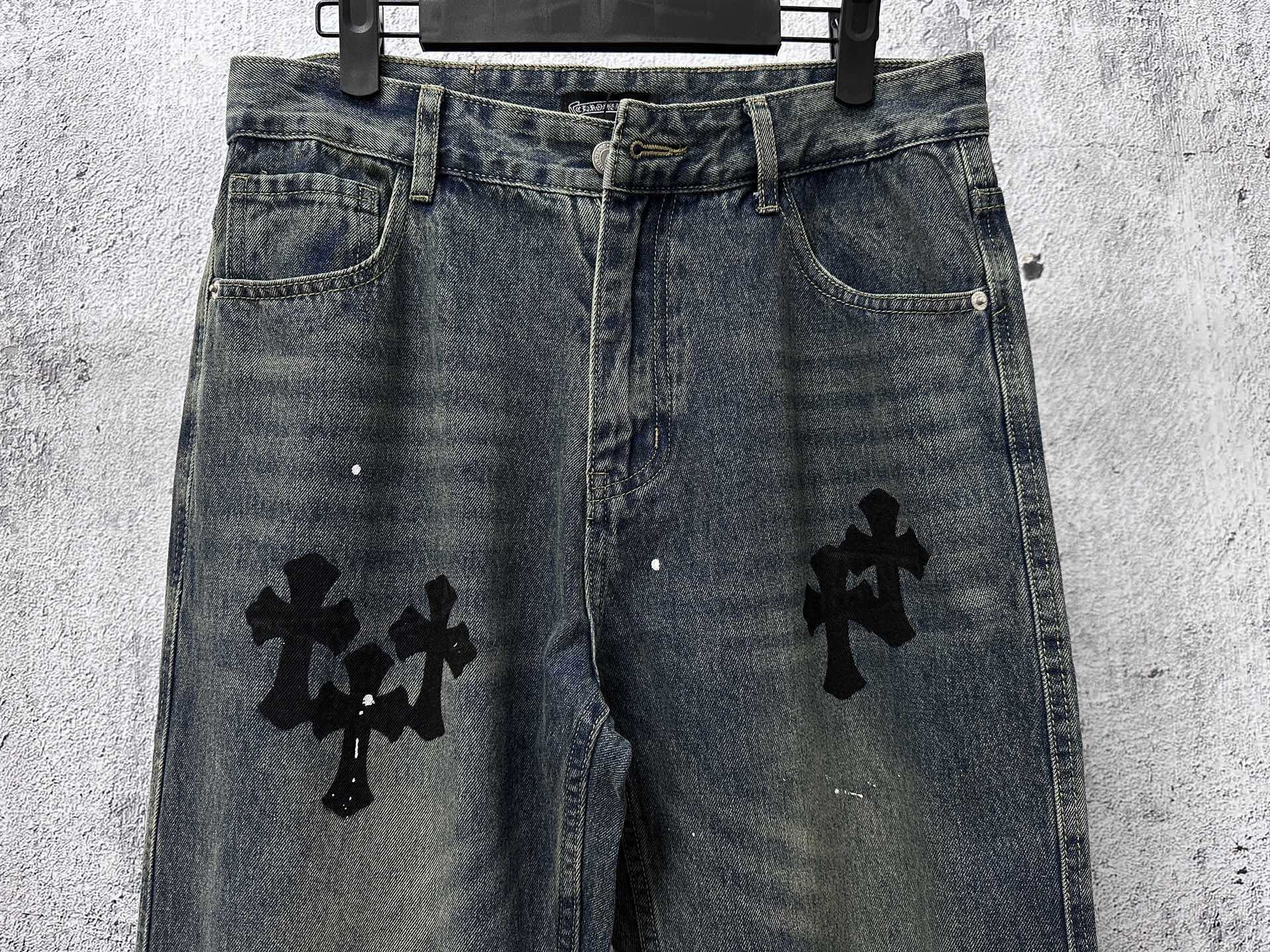 クロムハーツ クロスパッチ デニムパンツ｜レザークロスパッチ ジーンズ メンズ
