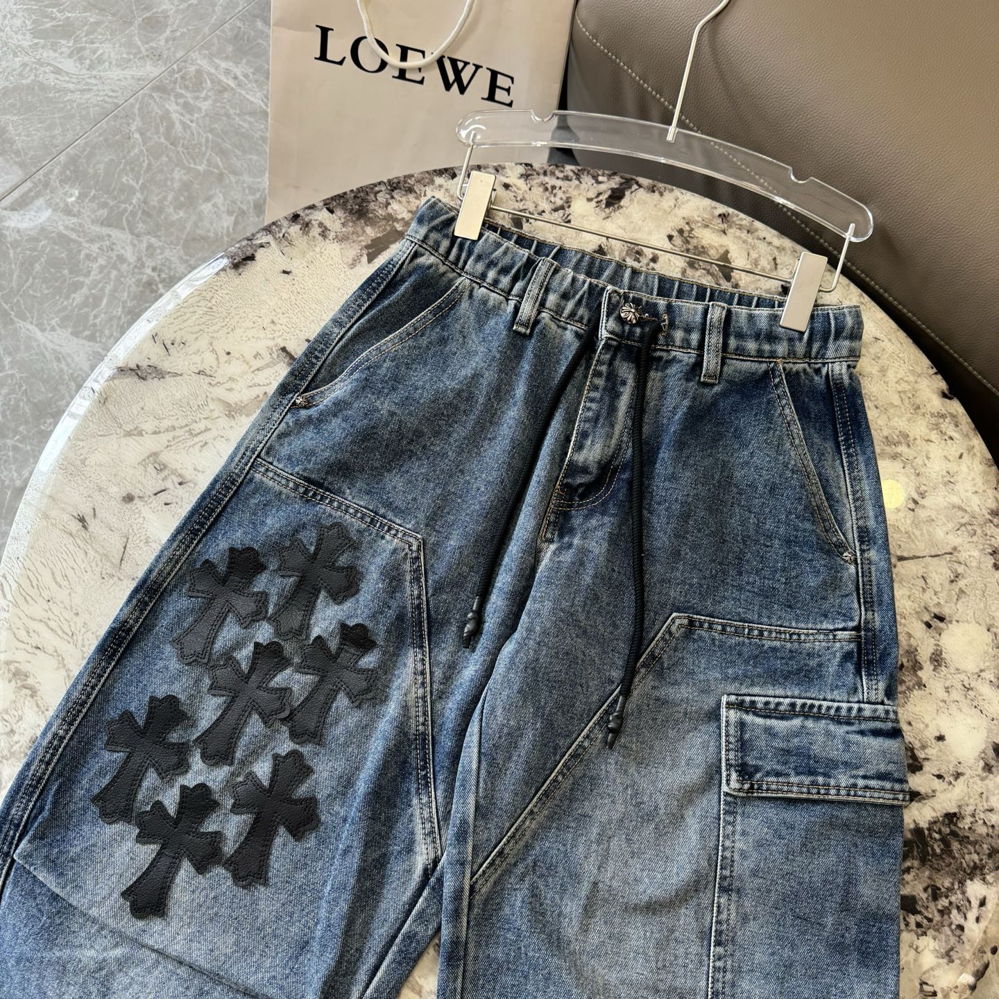 26SS クロムハーツ クロスパッチ フレンチワークデニムパンツ｜メンズ
