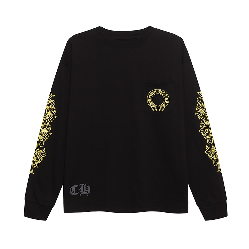 クロムハーツ ホースシュー フローラル ロンT｜ポケット付き 長袖Tシャツ メンズ