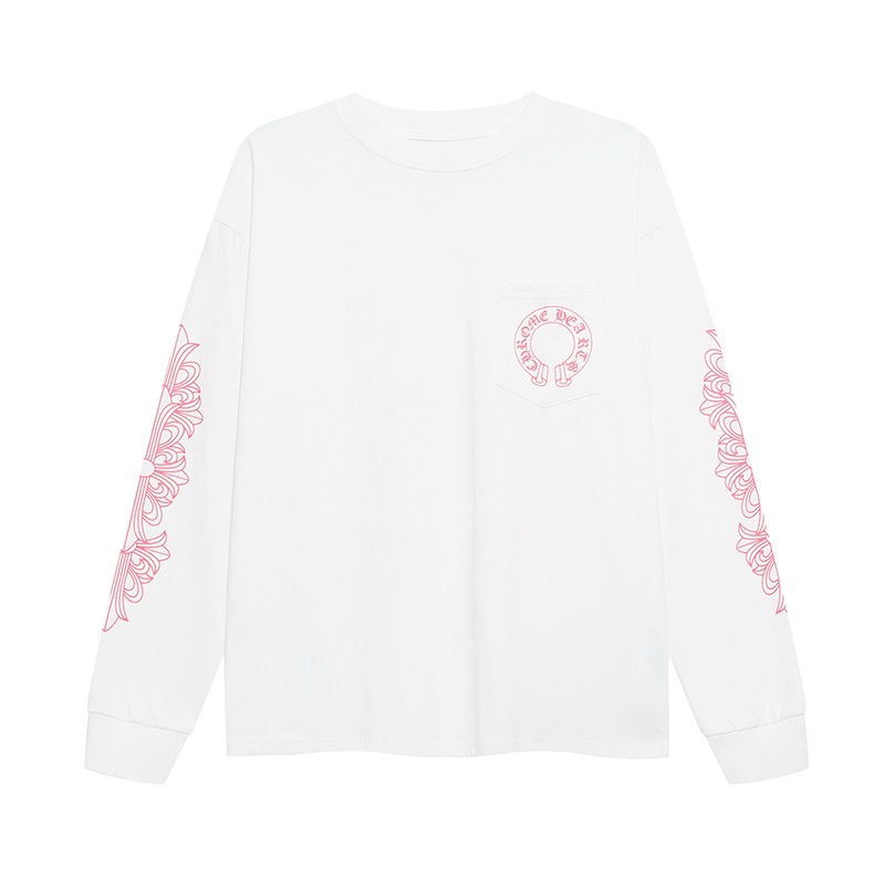 クロムハーツ ホースシュー フローラル ロンT｜ポケット付き 長袖Tシャツ メンズ