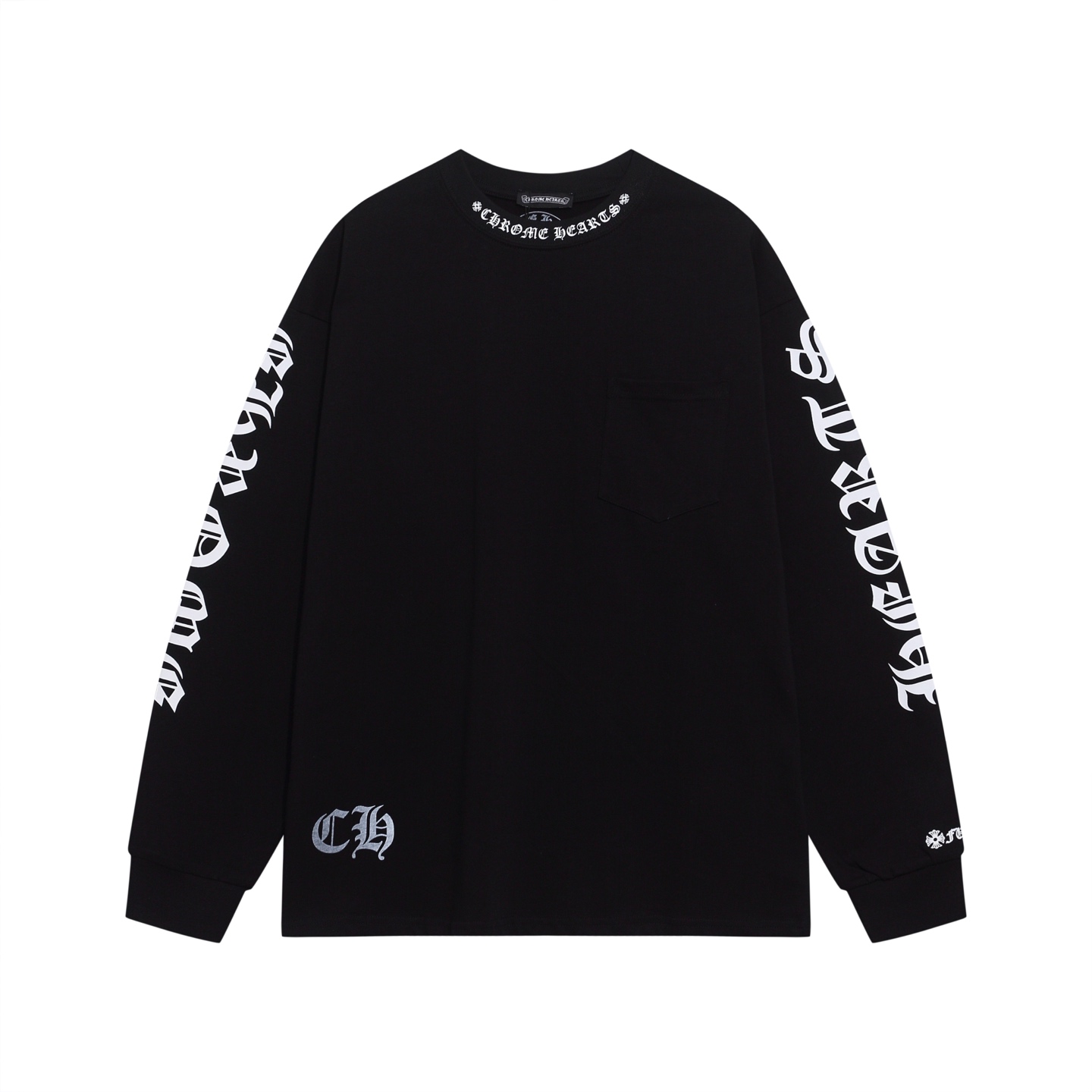 クロムハーツ ネック スクリプトロゴ ポケット ロンT｜長袖Tシャツ メンズ