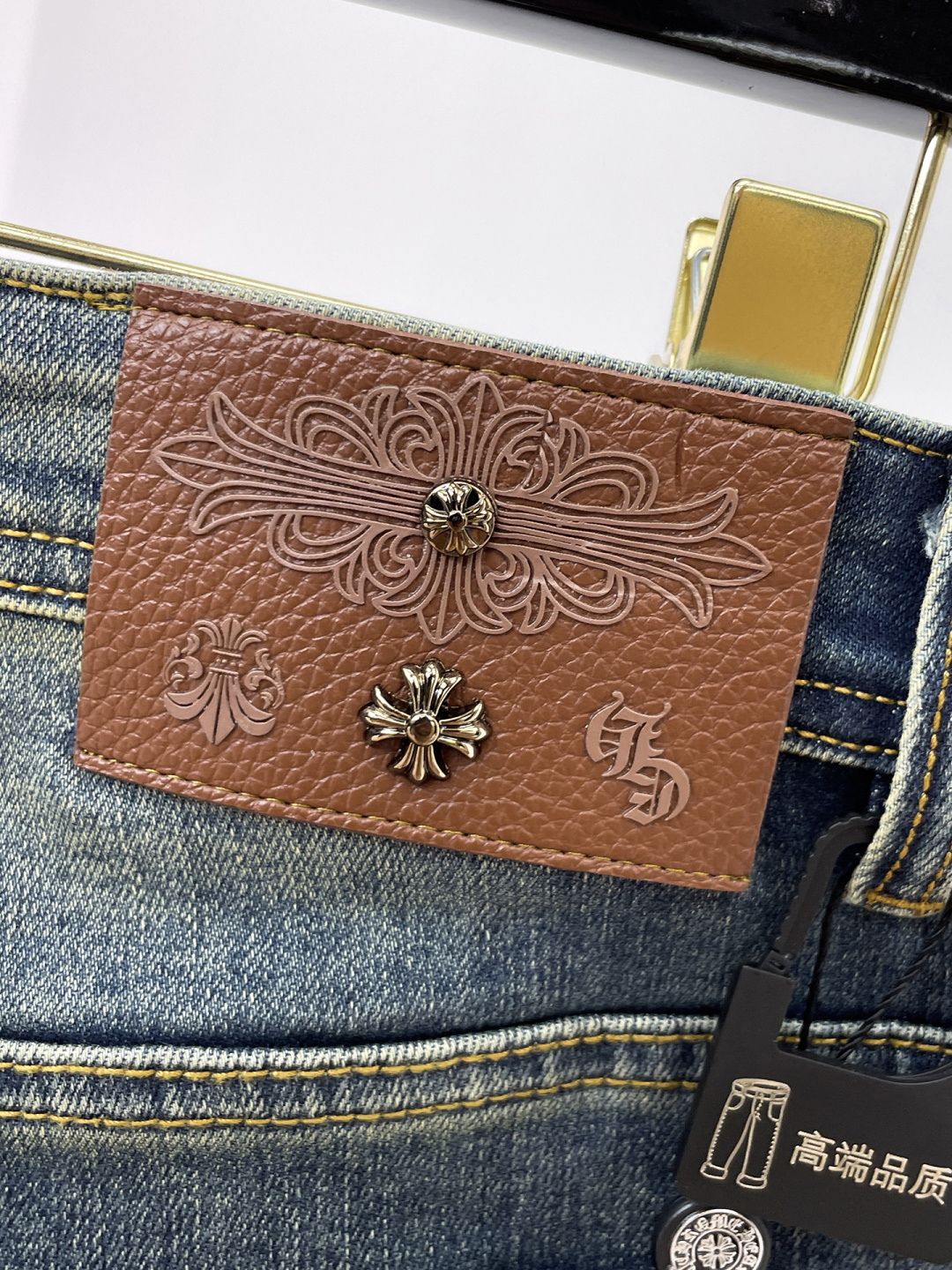 クロムハーツ スクロール刺繍 クロスパッチ デニムパンツ｜ジーンズ