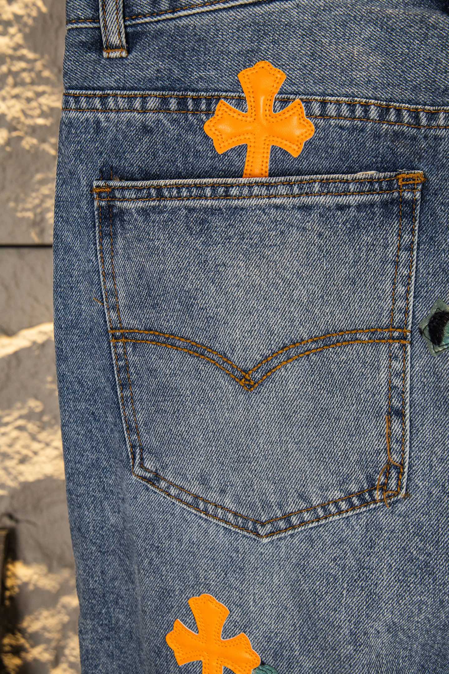 クロムハーツ セントバース限定 セメタリークロスパッチ デニムパンツ｜ジーンズ