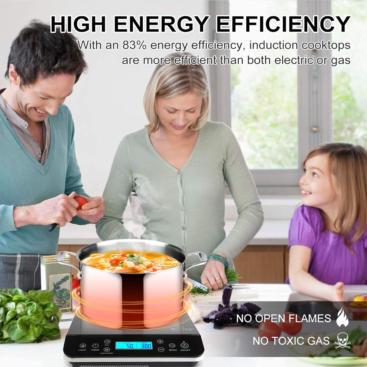 Duxtop Portable Induction Cooktop Burner, Induction Hot Plate with LCD Sensor Touch 1800 Watts, Silver 9600LS/BT-200DZ-Honghao Appliances