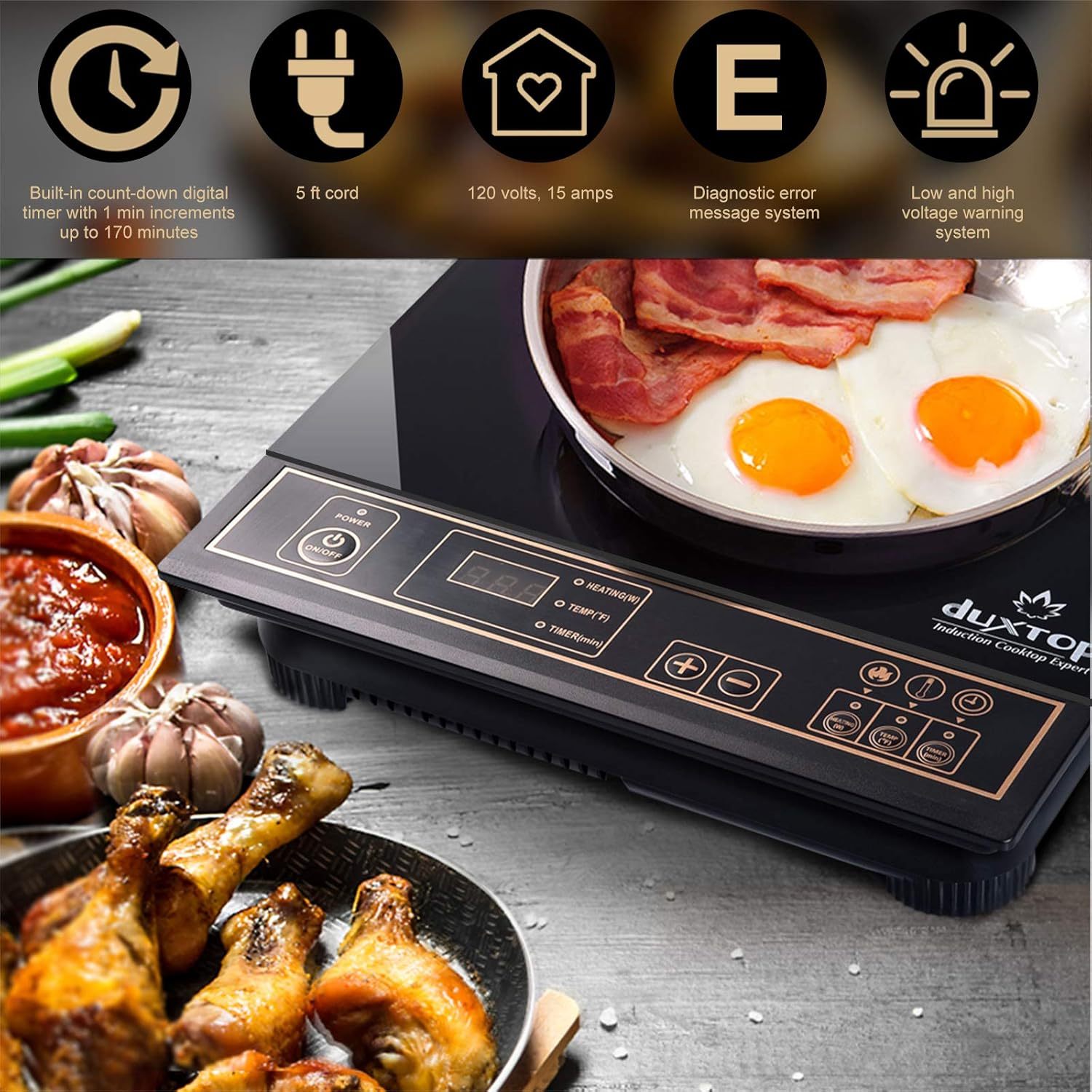 Duxtop 1800W Portable Induction Cooktop, Gold 8100MC/BT-180G3