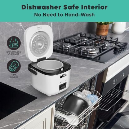 Rice Robot Personal Rice Cooker, PFAS-free, Nonstick.1 Quart Capacity, with Stainless Steel Steamer Tray, Measuring Cups, Recipe Book with 60 Recipes, and Serving Spoon, As Seen On TV-Honghao Appliances
