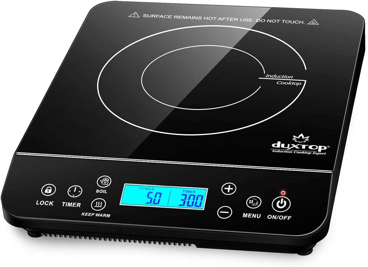 Duxtop Portable Induction Cooktop Burner, Induction Hot Plate with LCD Sensor Touch 1800 Watts, Silver 9600LS/BT-200DZ-Honghao Appliances