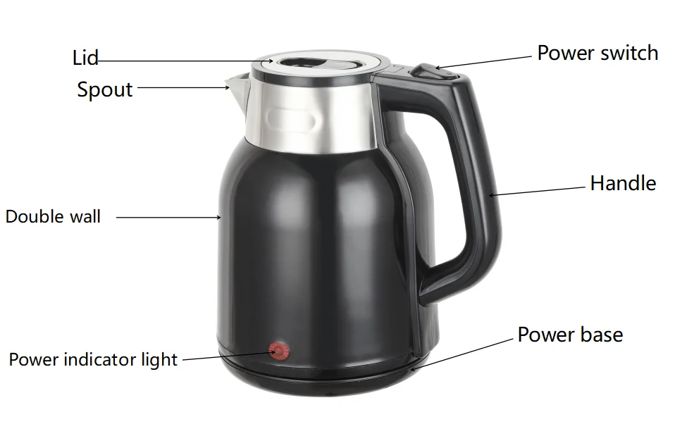 Wholesale Price Electric Kettle Stainless Steel Double Wall Fast Boiling Hot Water Kettle-Honghao Appliances