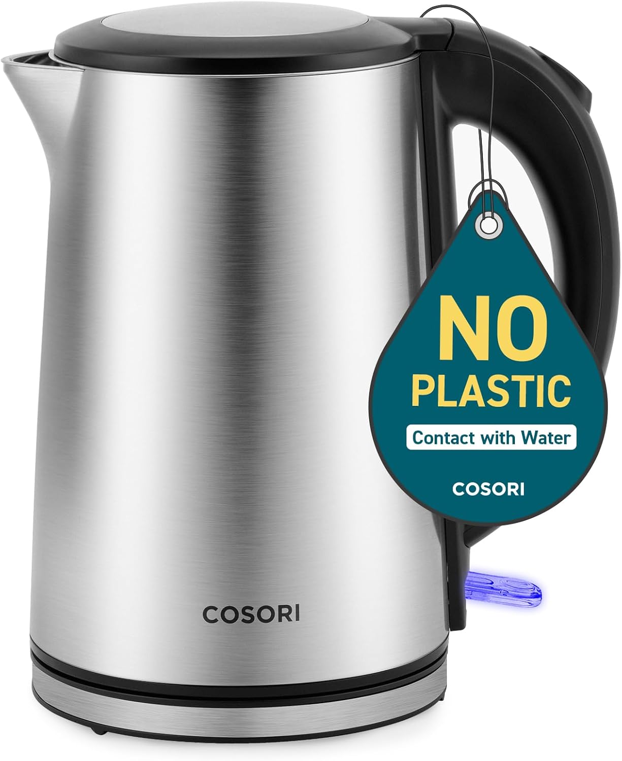 COSORI Electric Kettle, Plastic-Free Interior, 2 Lid Opening Angles, Easy to Clean, Automatic Shut Off & Boil-Dry Protection, Stainless Steel Tea Kettle, Hot Water Boiler & Heater, 1.7L, 1500W