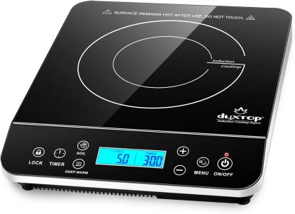 Duxtop Portable Induction Cooktop Burner, Induction Hot Plate with LCD Sensor Touch 1800 Watts, Silver 9600LS/BT-200DZ-Honghao Appliances