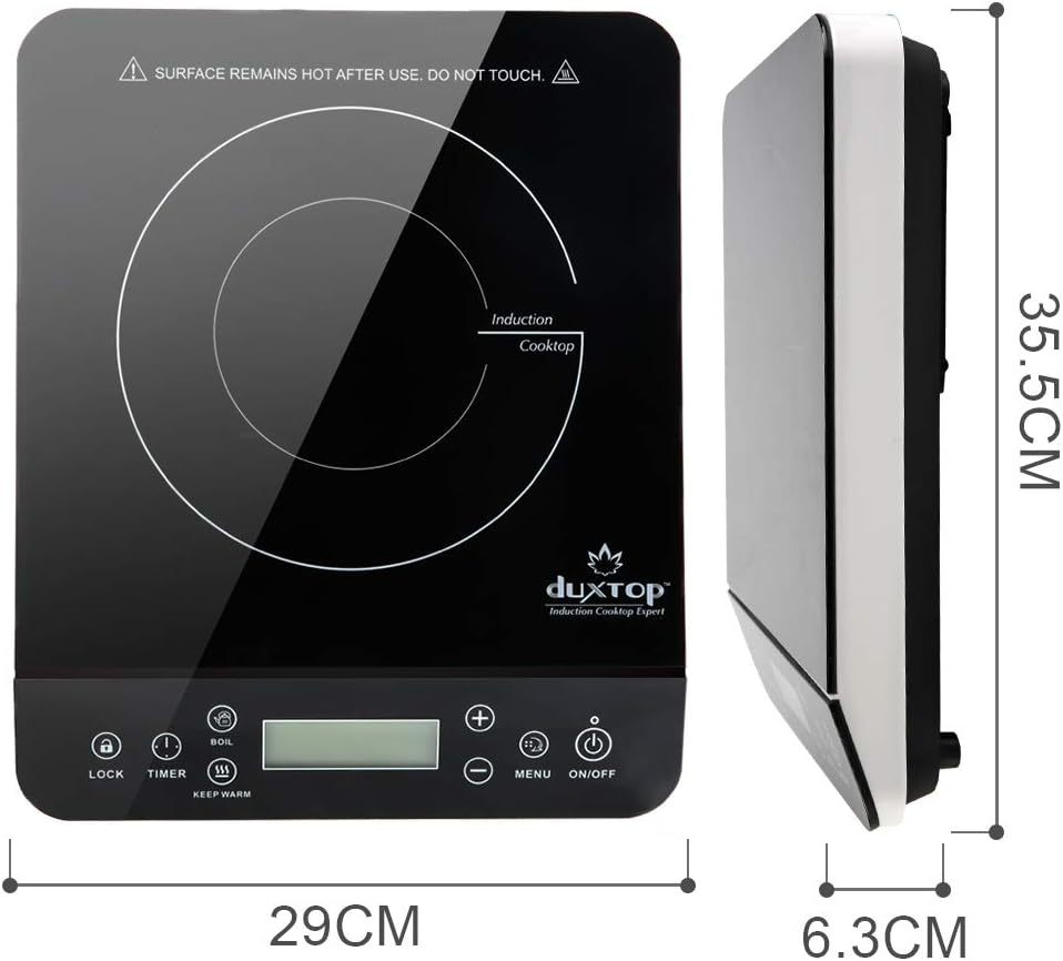 Duxtop Portable Induction Cooktop Burner, Induction Hot Plate with LCD Sensor Touch 1800 Watts, Silver 9600LS/BT-200DZ-Honghao Appliances