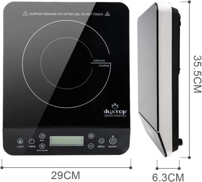 Duxtop Portable Induction Cooktop Burner, Induction Hot Plate with LCD Sensor Touch 1800 Watts, Silver 9600LS/BT-200DZ-Honghao Appliances
