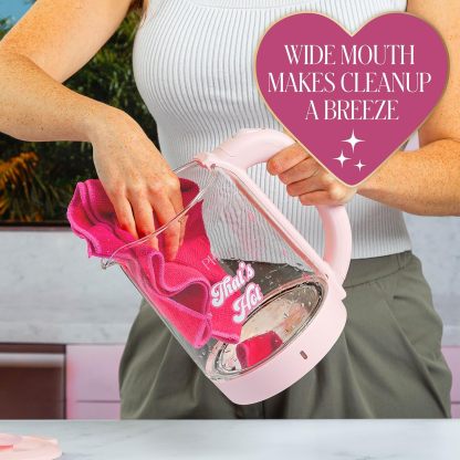 Paris Hilton Electric Kettle, Fast Boil with Auto Shut-Off, LED Indicator, 360° Base, Cord Storage, 1.8-Liter, Glass, Pink