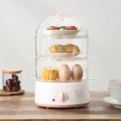 Factory Price Mini Small Multi-Layer Transparent Timer Multi-Functional Home Electric Steamer-Honghao Appliances