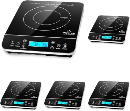 Duxtop Portable Induction Cooktop Burner, Induction Hot Plate with LCD Sensor Touch 1800 Watts, Silver 9600LS/BT-200DZ-Honghao Appliances