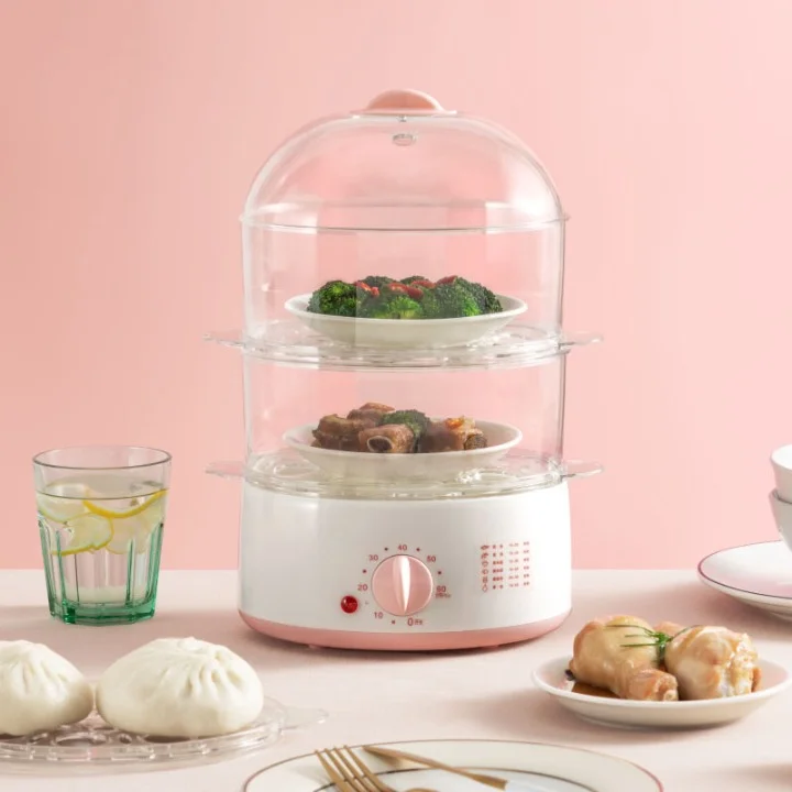 Factory Price Mini Small Multi-Layer Transparent Timer Multi-Functional Home Electric Steamer