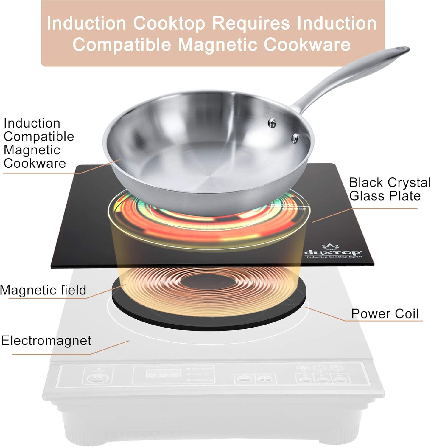 Duxtop 1800W Portable Induction Cooktop, Gold 8100MC/BT-180G3