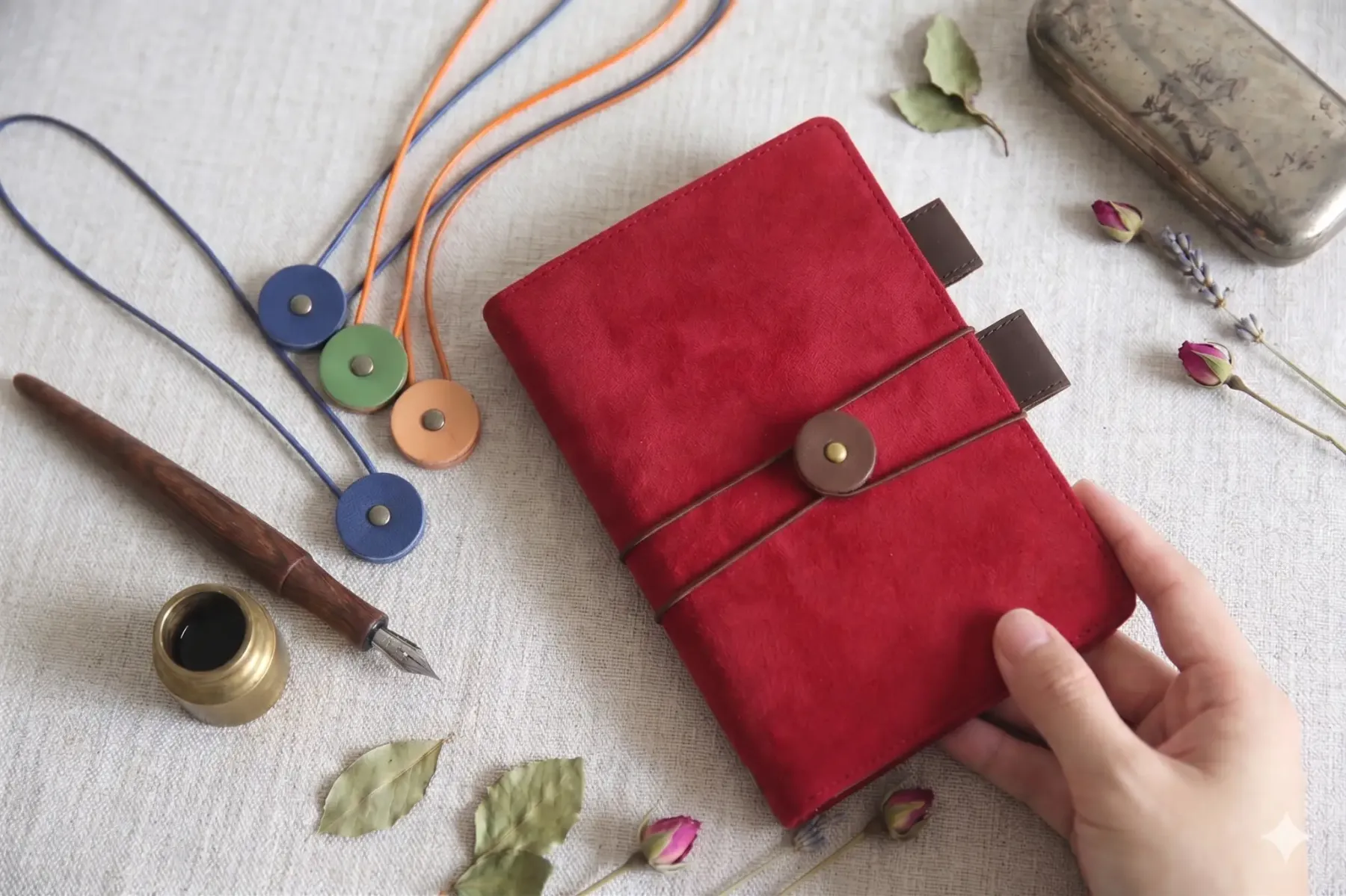 Aesthetic Leather Journal Bandolier - Premium Elastic Closure for Hobonichi & Travelers Notebooks