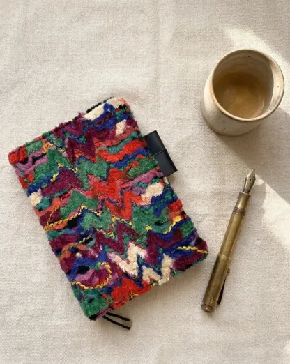 Boho embroidered fabric cover for Hobonichi A5 Cousin and A6 Techo