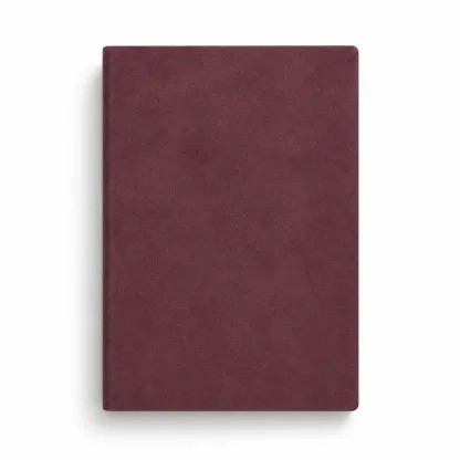 Burgundy A5 vegan leather journal cover with minimalist design